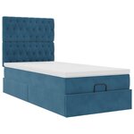 vidaXL Cadre de lit ottoman avec matelas bleu foncé 100x200 cm velours