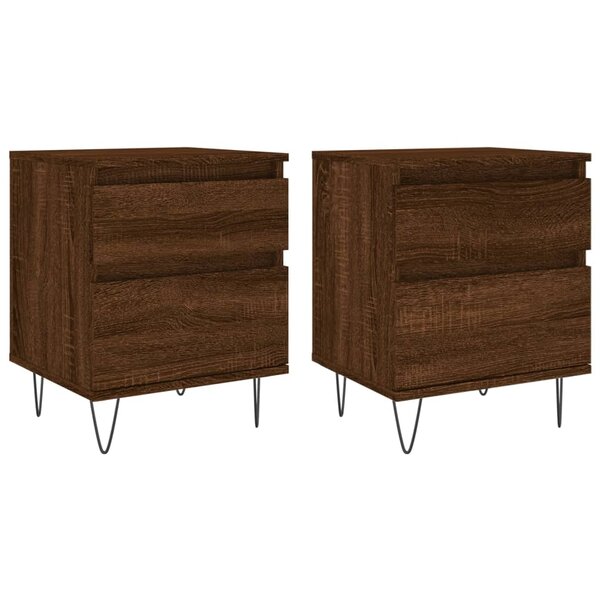 vidaXL Tables de chevet 2 Pièces chêne marron 40x35x50 cm bois ingénierie