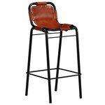 vidaXL Ensemble de bar 5 Pièces Bois massif recyclé et cuir de chèvre
