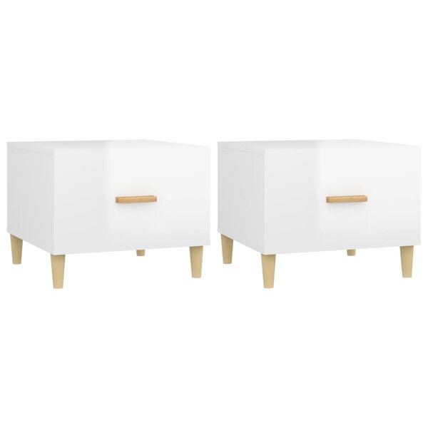 vidaXL Tables basses 2 Pièces blanc brillant 50x50x40cm bois d'ingénierie