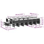 vidaXL Ensemble à manger de jardin et coussins 17 Pièces marron rotin