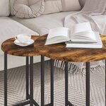 vidaXL Ensemble de tables d'appoint 2 Pièces Chêne fumé et noir