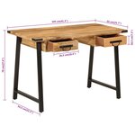 vidaXL Bureau avec tiroirs 105x55x70 cm bois de manguier massif et fer