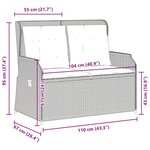 vidaXL Banc inclinable de jardin avec coussins gris résine tressée