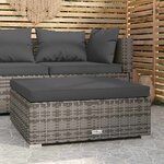vidaXL Repose-pied de jardin et coussin Gris 70x70x30cm Résine tressée