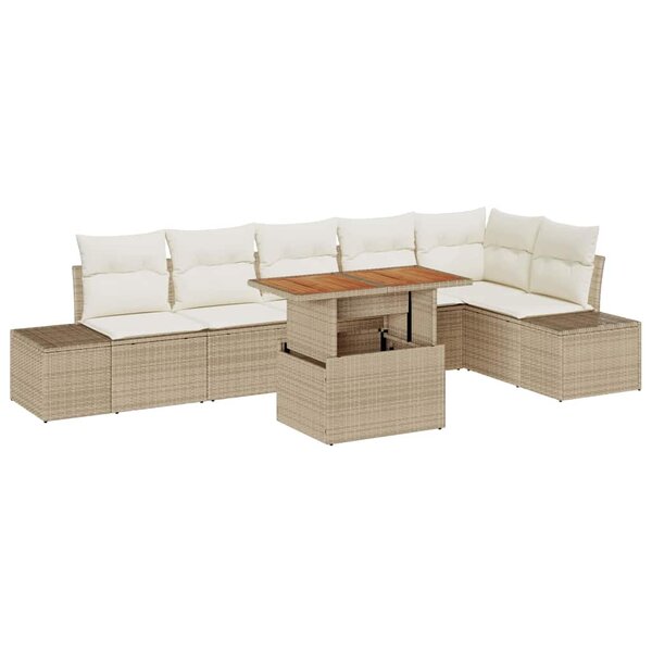 vidaXL Ensemble de salle à manger pour jardin 7 Pièces Beige et crème