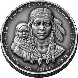 Pièce de monnaie en Argent 1 Dollar g 31.1 (1 oz) Millésime 2026 Native American Silver Dollars SACAGAWEA