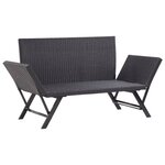 vidaXL Banc de jardin avec coussins 176 cm Noir Résine tressée