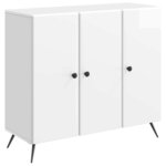 vidaXL Buffet Blanc brillant 89 x 34 5 x 80 cm Bois d'ingénierie