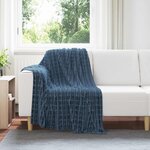 vidaXL Jeté Bleu marine 150 x 130 cm Toison