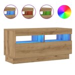 vidaXL Meuble TV avec lumières LED chêne artisanal bois d'ingénierie