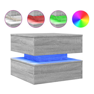vidaXL Table basse avec lumières LED sonoma gris 50x50x40 cm