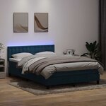 vidaXL Sommier à lattes de lit et matelas et LED bleu foncé 160x210cm velours
