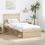 vidaXL Cadre de lit avec tête de lit Sonoma 90 x 190 cm Pin massif
