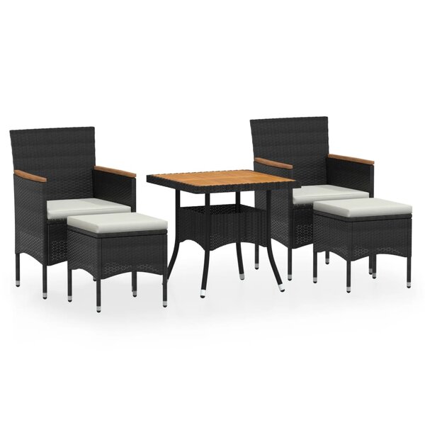 vidaXL Ensemble à manger de jardin 5 Pièces Résine tressée et acacia Noir