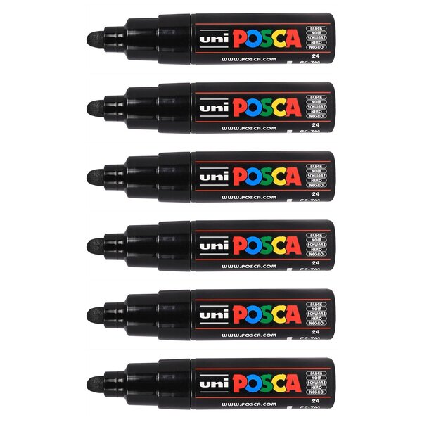 Marqueur pointe large conique PC7M N Noir x 6 POSCA