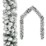 vidaXL Guirlande de Noël avec neige floquée Vert 10 m PVC