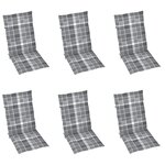 vidaXL Chaises de jardin lot de 6 et coussins carreaux gris Bois teck