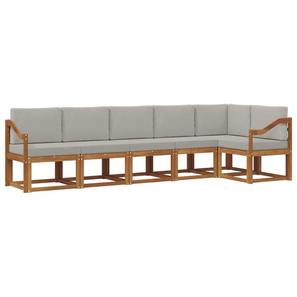 vidaXL Ensemble de canapés d'extérieur 6 pc Naturel et gris clair