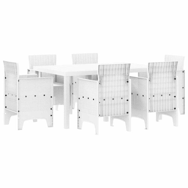 vidaXL Ensemble de salle à manger pour jardin 7 pc Blanc Rattan Polt
