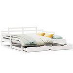 vidaXL Lit de jour avec gigogne et tiroirs sans matelas blanc 90x190cm