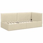 vidaXL Cadre de lit d'angle avec tête de lit Crème 80 x 200 cm tissu