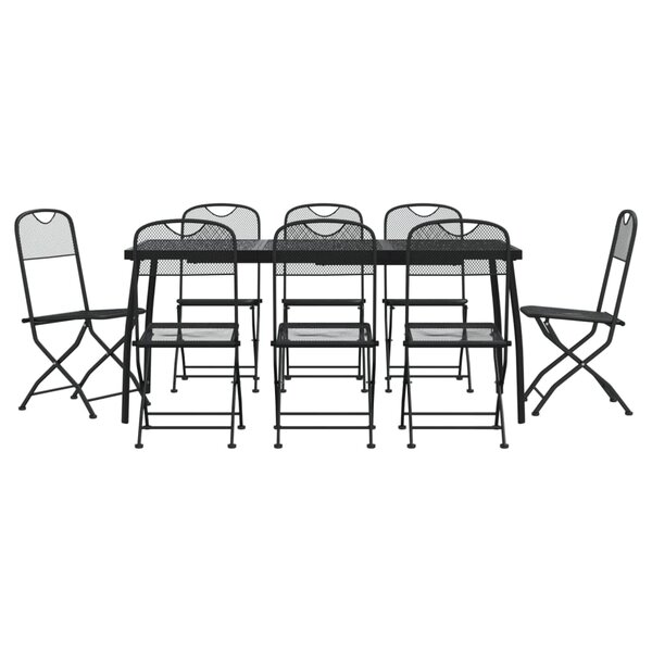 vidaXL Ensemble à manger de jardin 9 Pièces anthracite métal maille