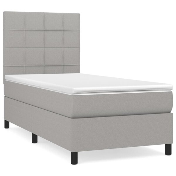 vidaXL Sommier à lattes de lit et matelas Gris clair 90x190 cm Tissu