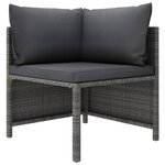 vidaXL Salon de jardin 7 Pièces avec coussins Résine tressée Gris