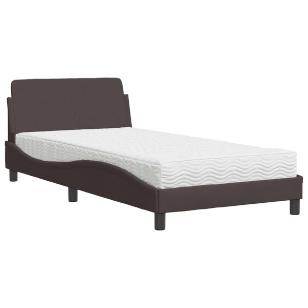 vidaXL Lit avec matelas marron foncé 100x200 cm tissu
