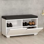 Homemania armoire à chaussures et pouf drago 80x35x42 cm blanc et noir