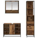 vidaXL Ensemble de mobilier de salle de bain 3 Pièces Bois ancien