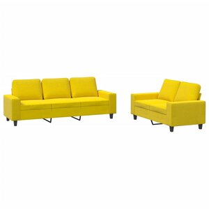 vidaXL Ensemble de canapés 2 Pièces jaune clair tissu