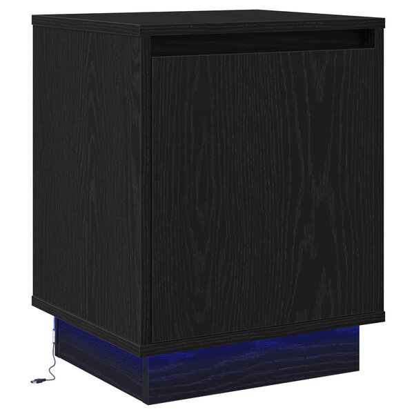 vidaXL Table de chevet avec lumières LED Noire 39x34 5x50 cm