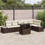 vidaXL Ensemble de canapé de jardin 7 Pièces Marron Poly rotin