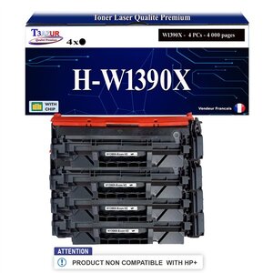 T3AZUR -4x Toners compatibles avec HP W1390X (139X) pour HP LaserJet Pro 3001dn  3001dw  3002dn  3002dw  3003dn  3003dw  3004dn  3004dw