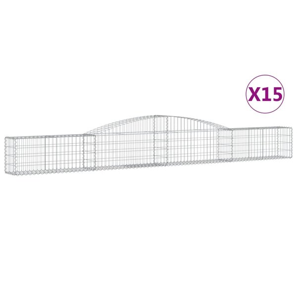 vidaXL Paniers à gabions arqués 15 Pièces 400x30x40/60 cm Fer galvanisé