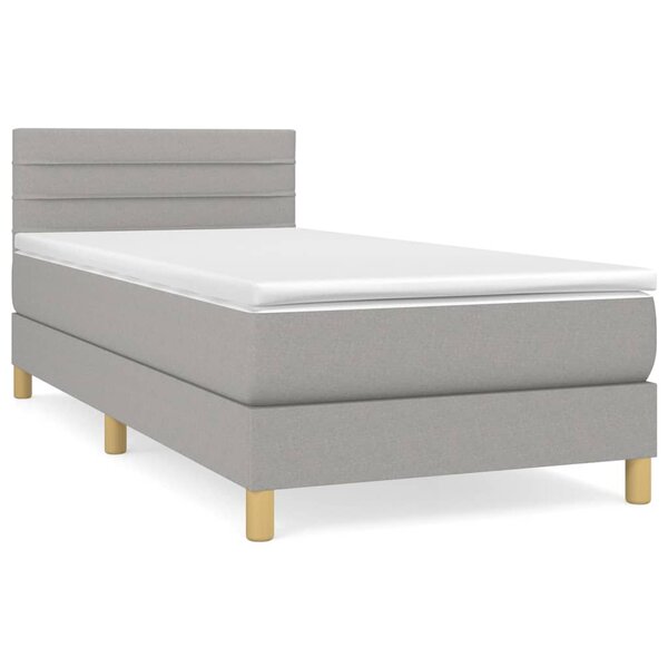 vidaXL Sommier à lattes de lit et matelas Gris clair 90x190 cm Tissu