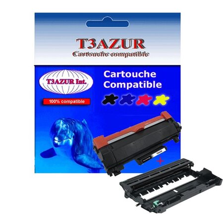 Kit Tambour+Toner compatibles avec Brother TN2420, DR2400 pour Brother DCP-L2550DN, HL-L2395DW - T3AZUR