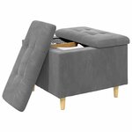 vidaXL Pouf de rangement Gris foncé 60 x 60 x 45 cm Velours