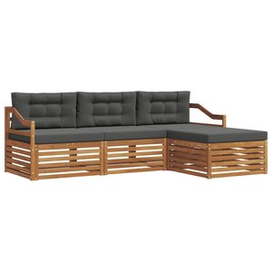 vidaXL Ensemble de canapés d'extérieur Naturel et Anthracite