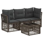 vidaXL Ensemble de canapé de jardin 4 pc Gris polyrotin