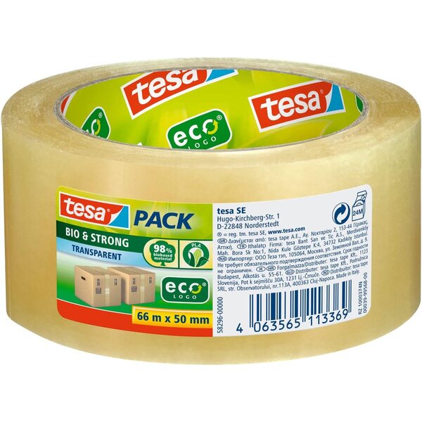 pack Ruban adhésif d'emballage BIO & STRONG  50mm x 66m x 6 TESA