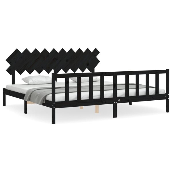 vidaXL Cadre de lit sans matelas noir 200x200 cm bois massif de pin