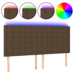 vidaXL Tête de lit à LED Marron foncé 200x5x118/128 cm Tissu