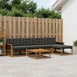 vidaXL Ensemble de canapés d'extérieur 6 Pièces Naturel et noir