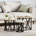 Tables d'appoint empilables 3 Pièces Chêne Sonoma en bois aggloméré