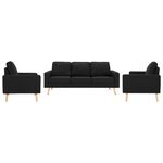 vidaXL Ensemble de canapés 3 Pièces Tissu Noir