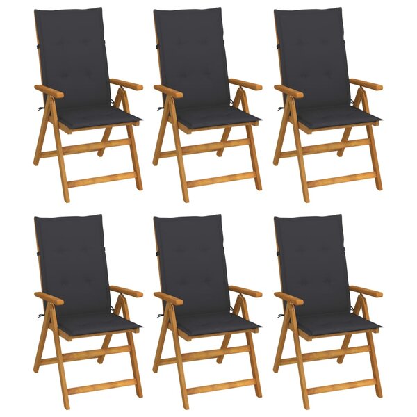 vidaXL Chaises pliables de jardin lot de 6 avec coussins Bois d'acacia
