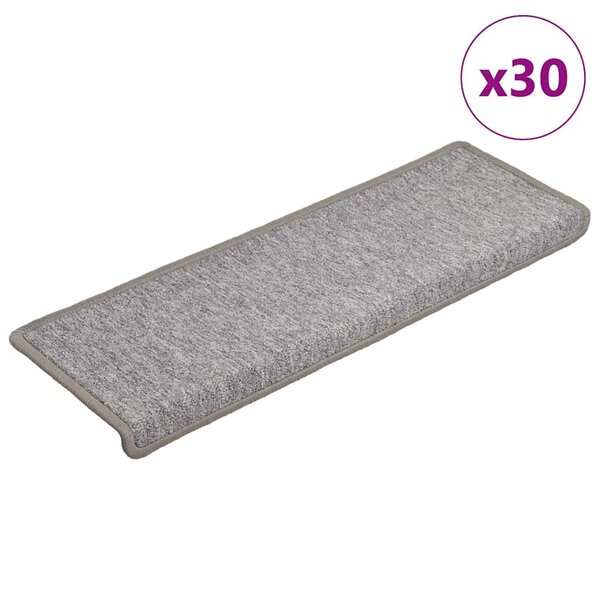 vidaXL Tapis d'escalier 30 pièces 65 x 21 x 4 cm Gris clair Bord rectangulaire